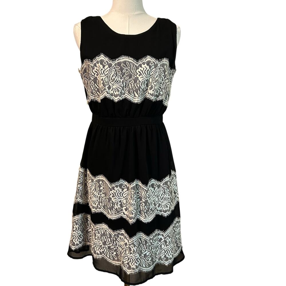 Dress Silk Blend Black Sheer w/ Lace Lining Fairy Coquette Med YA Los Angeles